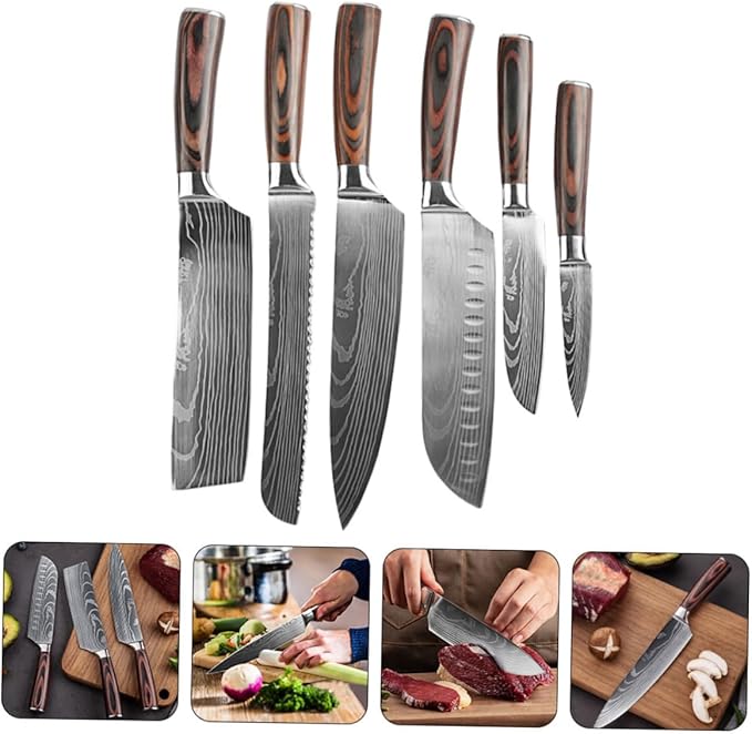 Set Cuchillos Cocina 6 Piezas Acero Aleación miniatura 9