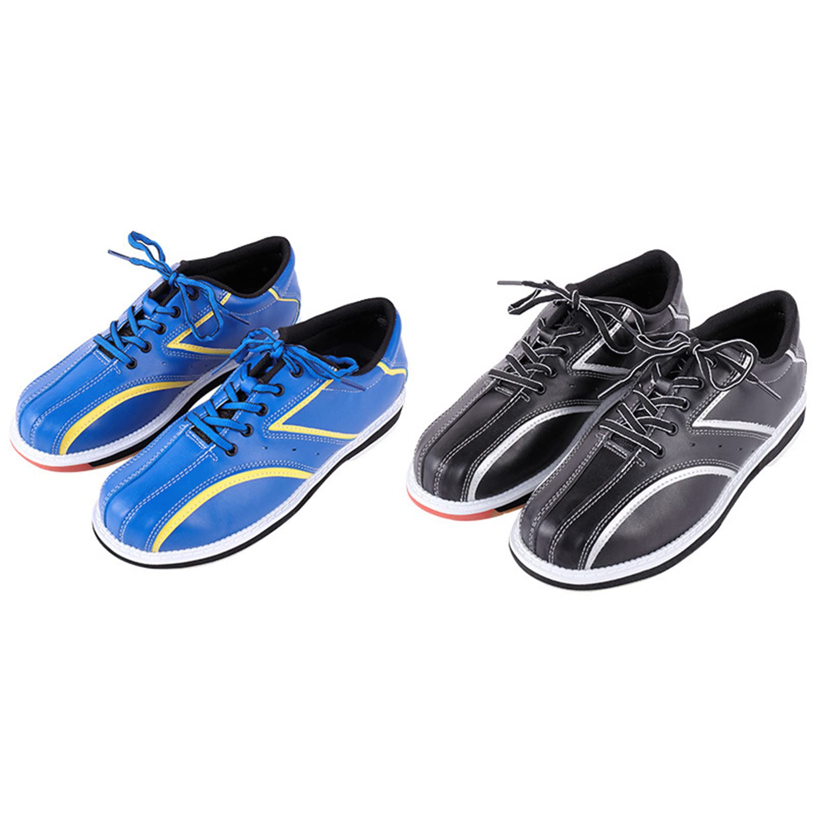 Chaussures De Bowling pour Hommes, Baskets D'entraînement De Bowling Décontractées en Cuir Souple Antidérapantes
