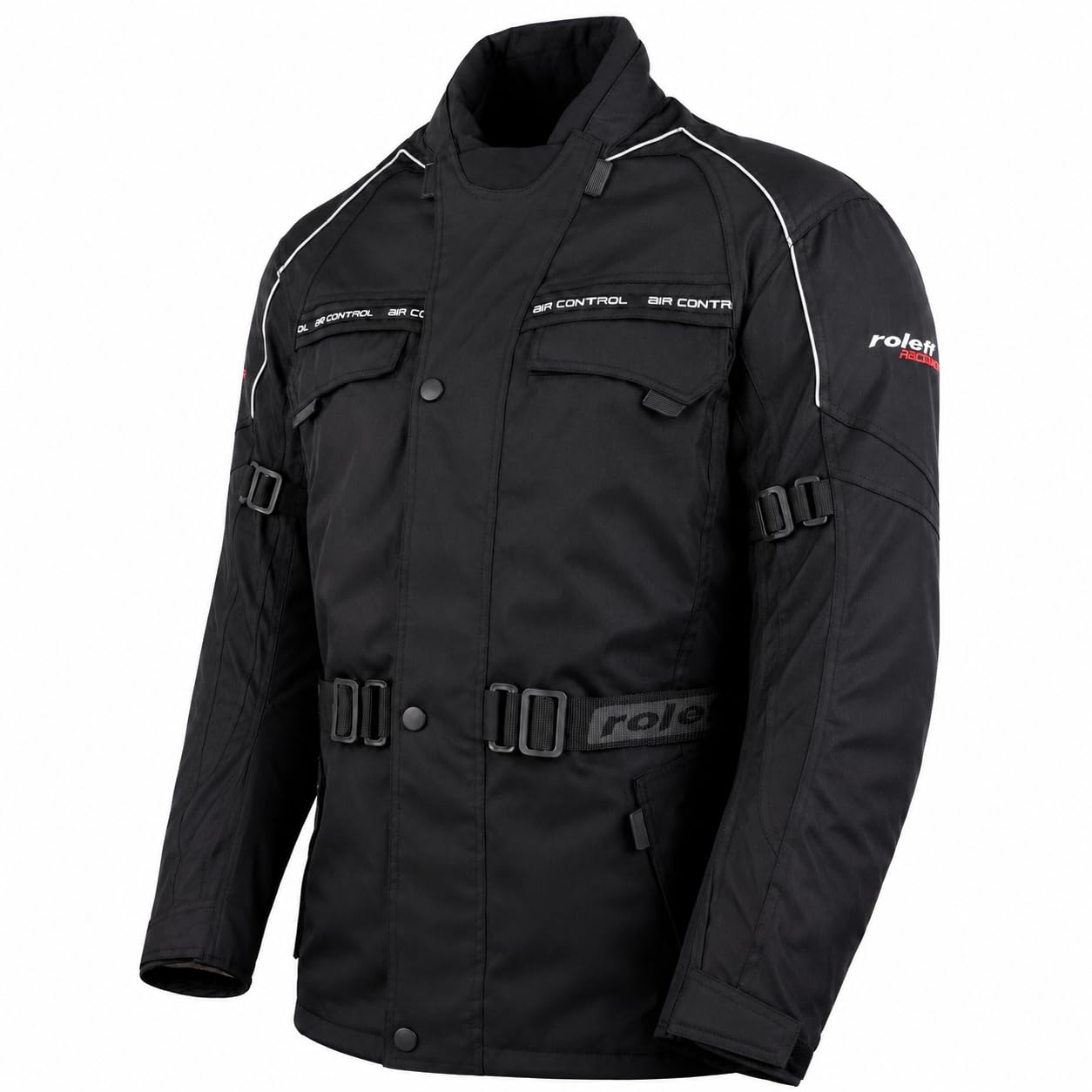 ROLEFF RO700 Motorradjacke mit Protektoren, Thermofutter, Klimamembrane & Belüftungssystem für Sommer und Winter, schwarz