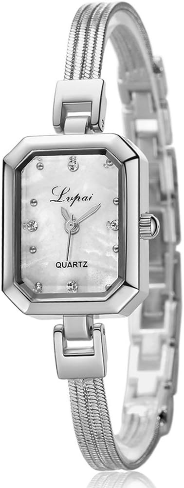 Pinkashop Women Lady Girl Rhinestone Square Dial Stainless Steel Luxury Analog Quartz Casual Wrist Watches Bangle Bracelet Watch