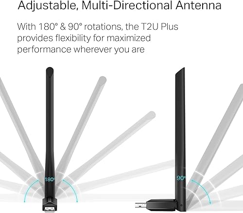 Vista 15 de TP-Link Adaptador de WiFi USB AC600 para PC (Archer T2U PLUS) - Adaptador de red inalámbrica para escritorio con 2.4GHz, antena de doble banda