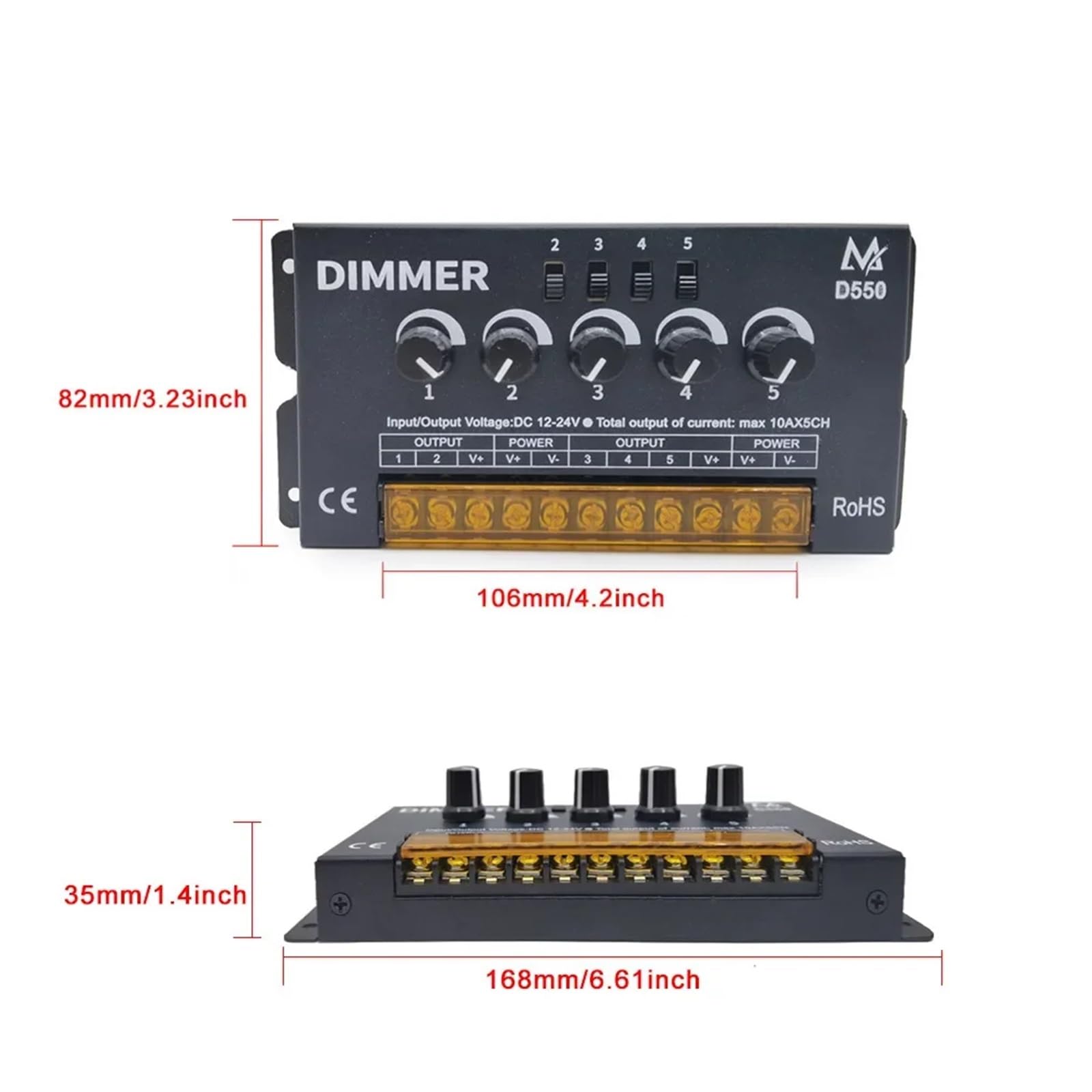 RGBW RGBWW D550 Regulator Ściemniania LED 10 A x 5 kanałów nadaje się do świateł RGB/RGBW/RGBWW/LED moduł taśmy świetlnej