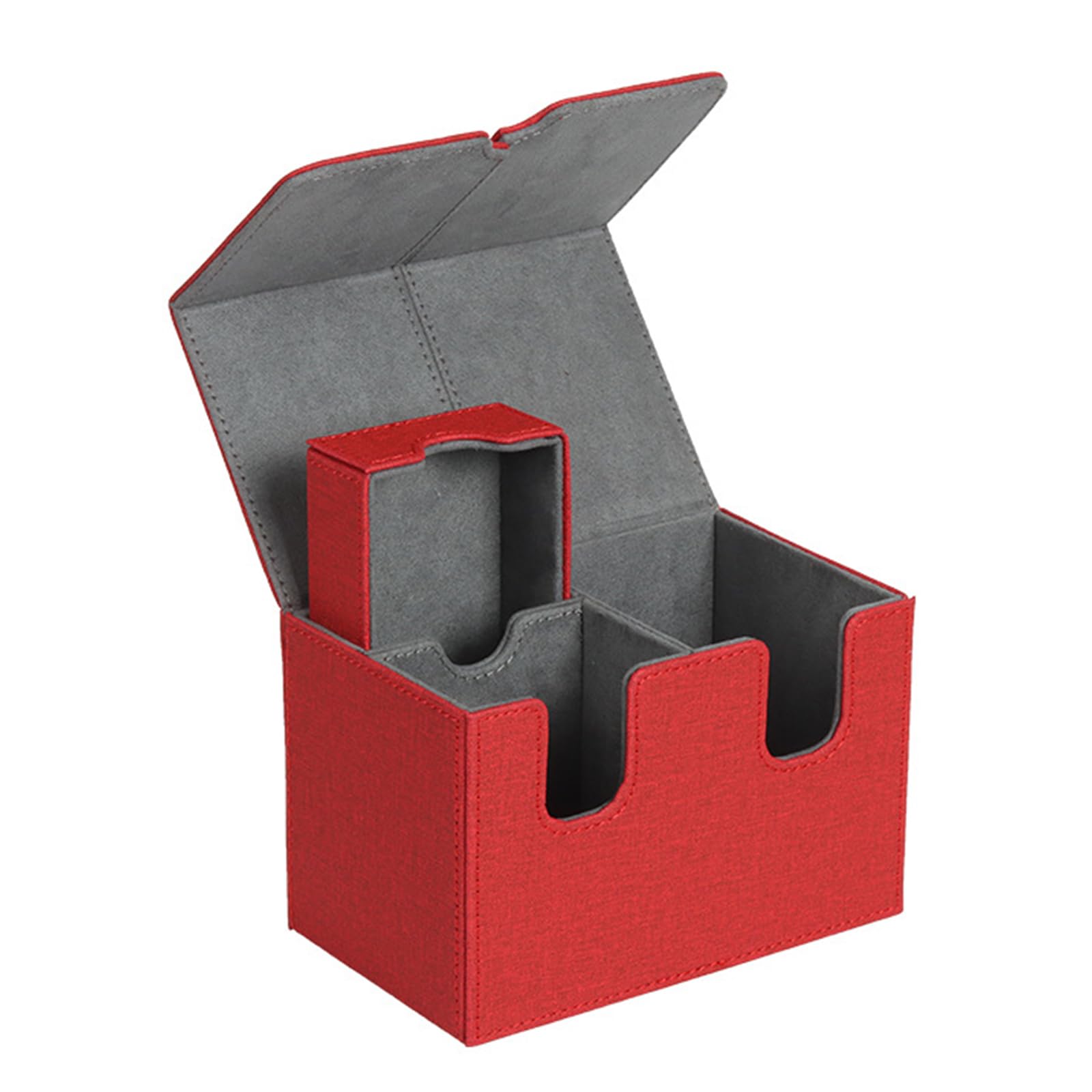 Yrohgkpn Fabric Red Pu Leather Deck Game Card Box Cards Protect Case For Playing Cards, Card Storage Box Trading Carrying Display Case