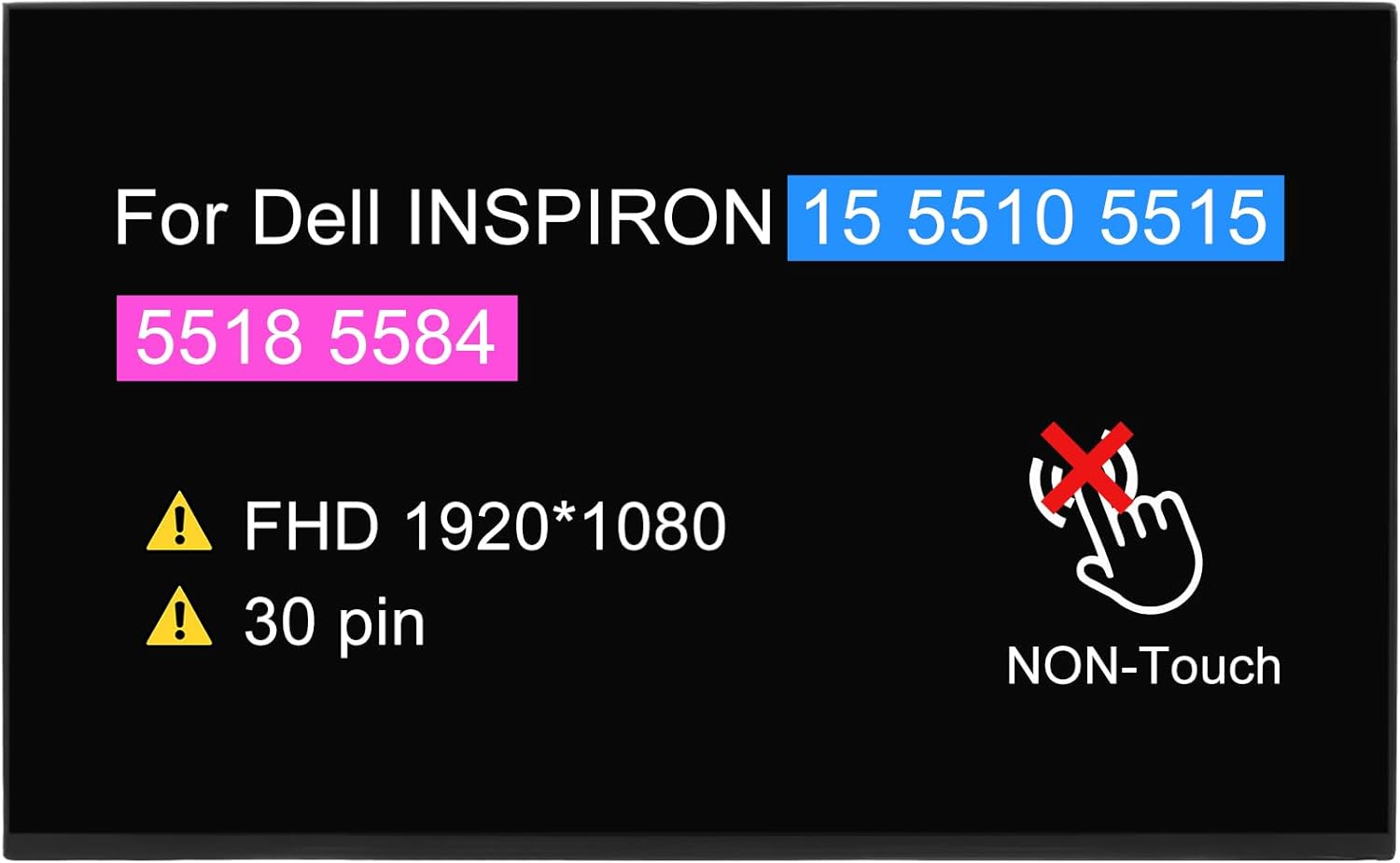 15.6" LCD Replacement N156HCA-E5B for Dell INSPIRON 15 5510 5515 5518 5584 FHD 1920 * 1080 30 pin Non-Touch Screen Display Panel(NO Tabs)