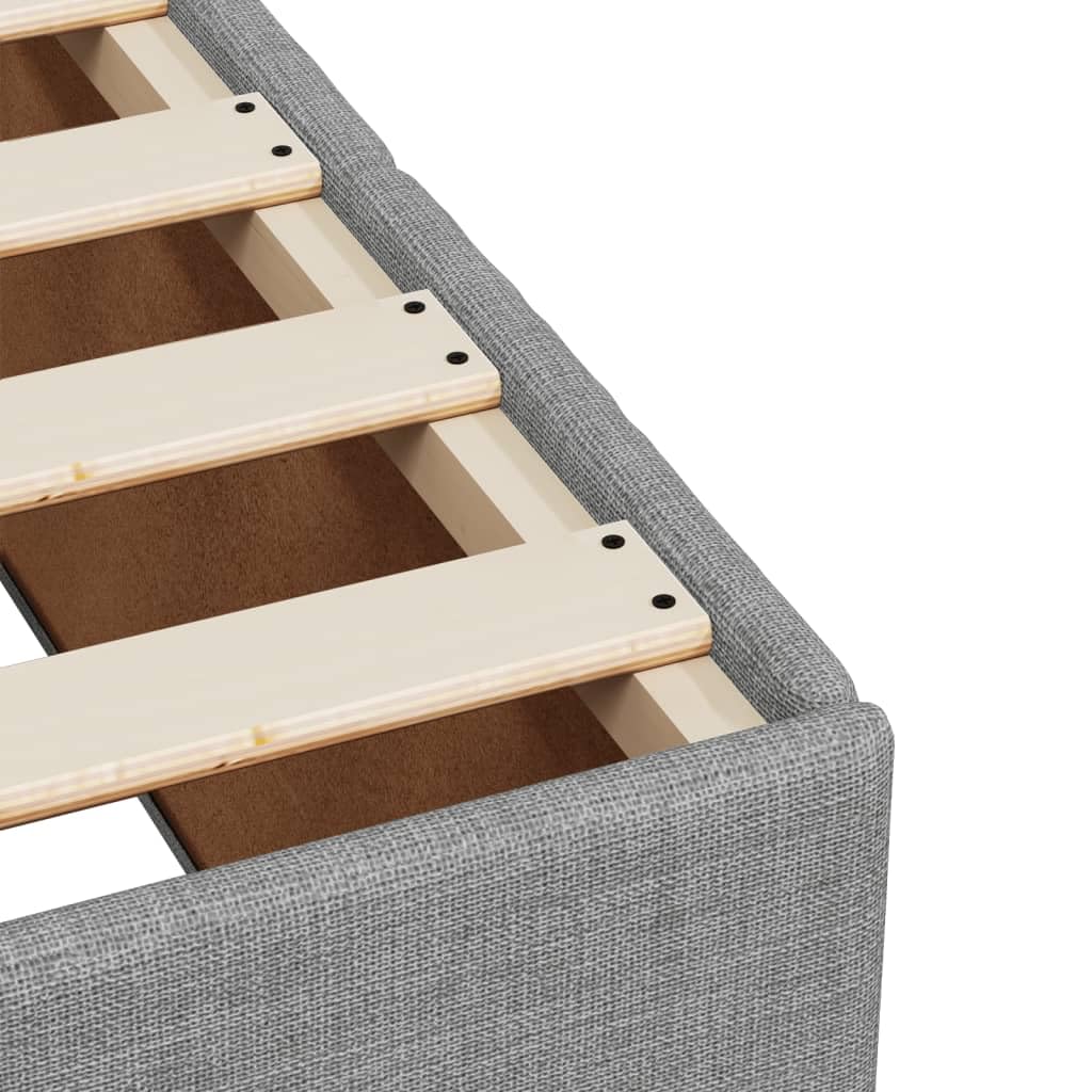 vidaXL Boxspringbett, Einzelbett mit LED Matratze Matratzenauflage, Bettgestell mit Lattenrost Kopfteil, Polsterbett Bett für Schlafzimmer, Hellgrau 90x200cm Stoff