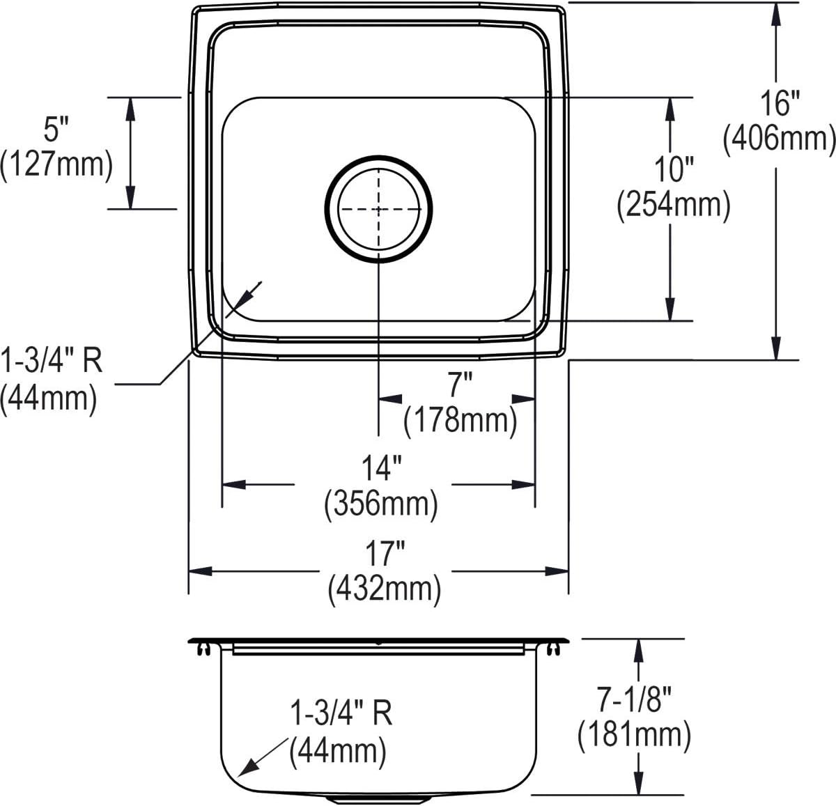 Elkay Celebrity PSR17162 Single Bowl Top Mount Stainless Steel Sink