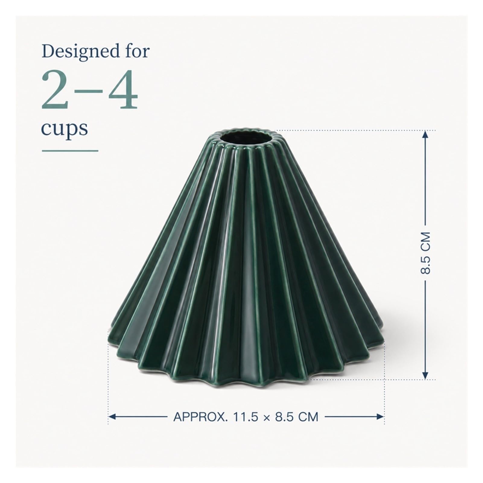 Dripper Caffè in Ceramica, Grande Filtro Manuale da 2–4 Tazze, Cono Stile Origami con Scanalature per Filtri Carta Misura 02 e Ondulati 185(Red)