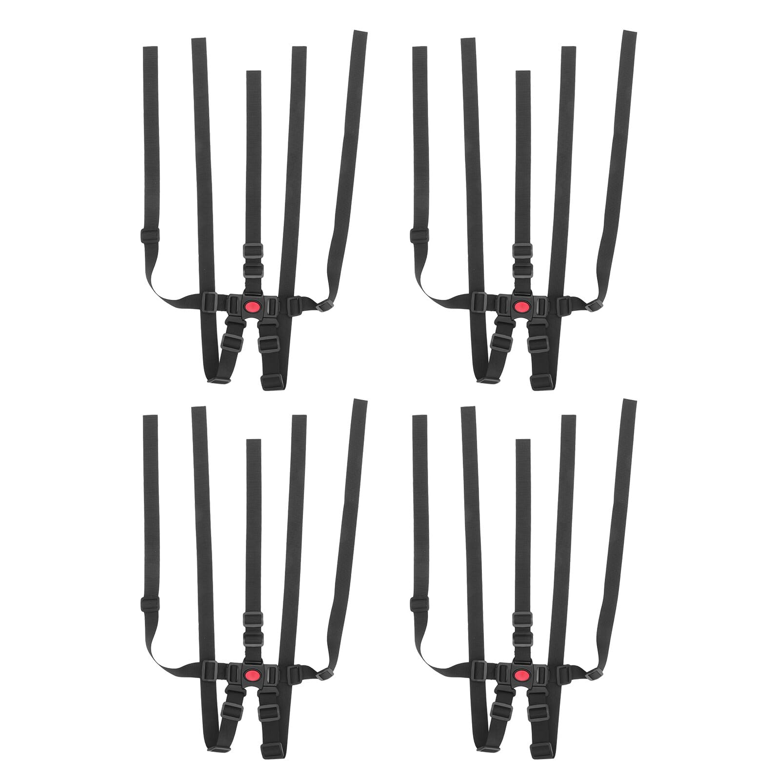 Correas de Seguridad Ajustables de 5 Puntos para Silla Alta Infantil Arnés de Repuesto para Trona y Cochecito Set de 4 Piezas Color Negro Protección Segura para Alimentación y