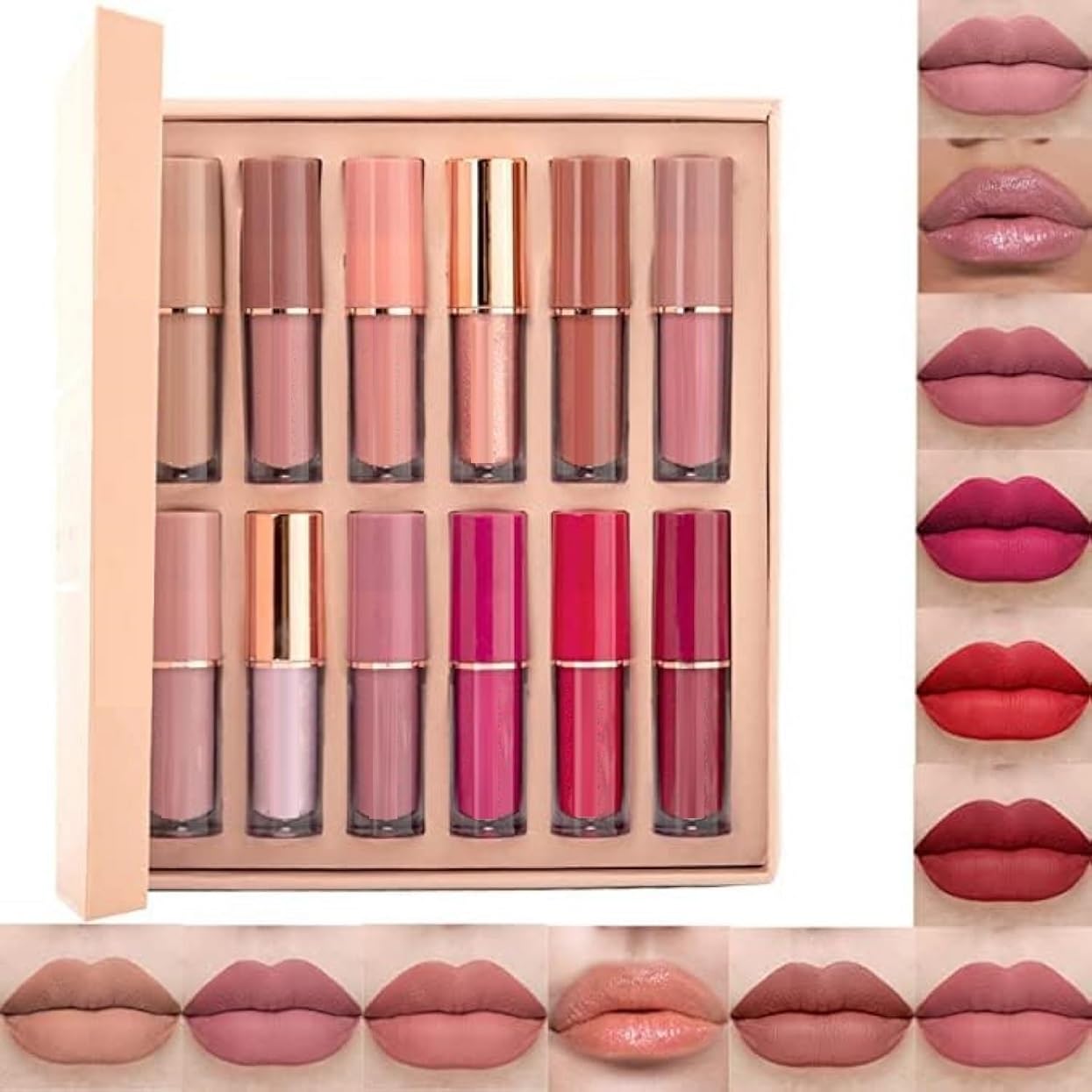 Matte Liquid Lipstick Set,12 Colors Super Stay Liquid Velvet Lipstick, Waterproof Long Lasting Lip Gloss Set, for Women & Girl-image-20