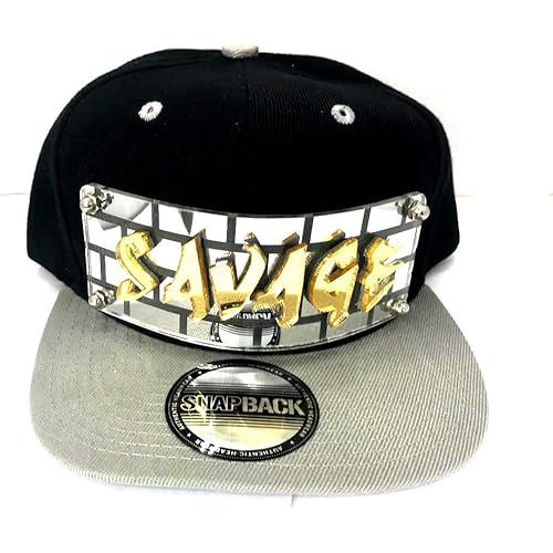Snapback Hat Six Panel Flat Bill Snap Back Hat Cap with Personalized Custom Laser Cut Graffiti Letters, Custom Made to Order, Comfortable and Unique, Great Gift, an Exclusive Creation Black