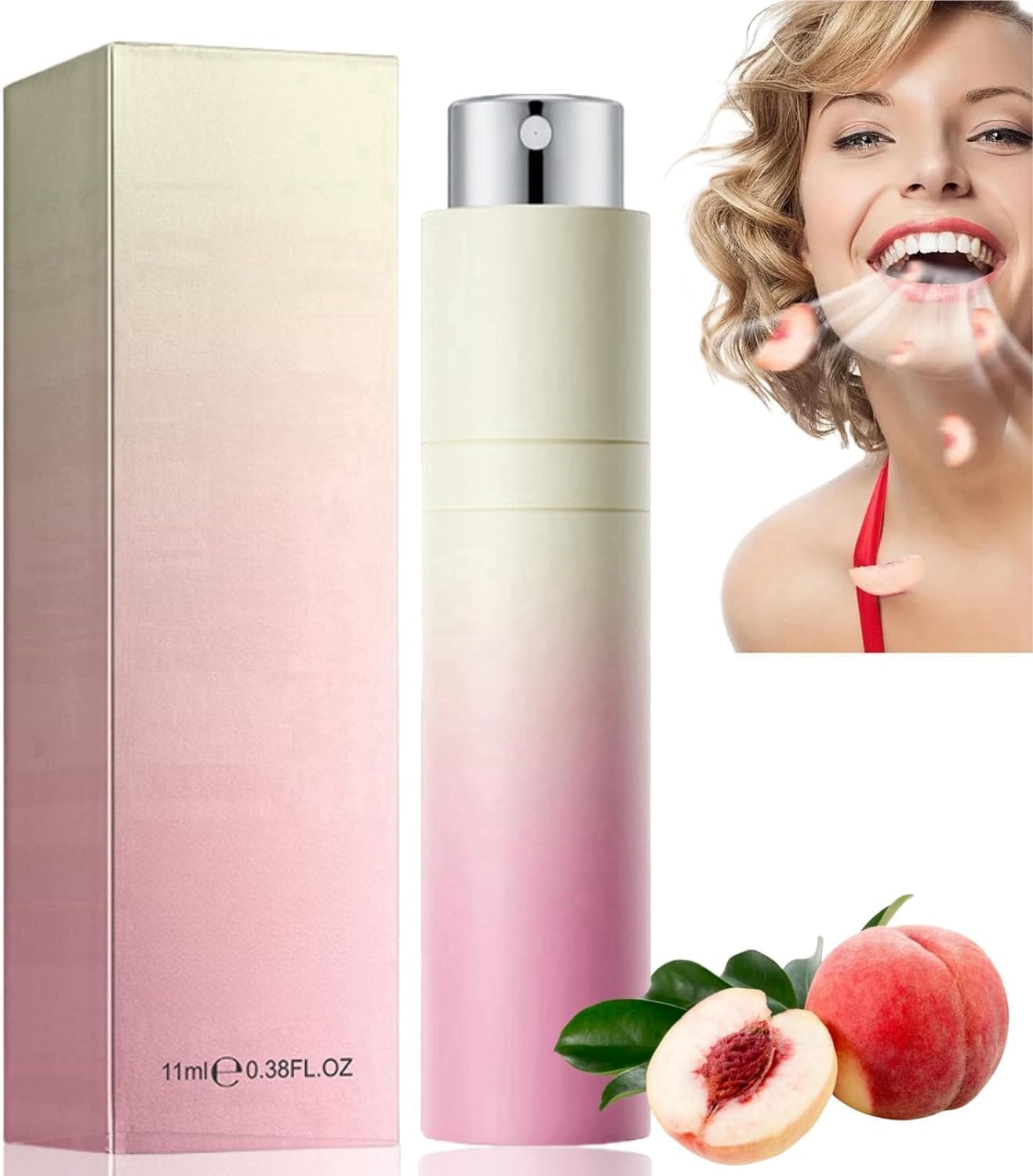 Fresh Breath Oral Spray, Oral Breath Care Spray, White Peach Fruit Flavor Mouth Spray, Mouth Spray for Bad Breath, Bad Breath Odor Removal Spray, Fresh Breath Oral Care Essence, Fresh Mint Breath