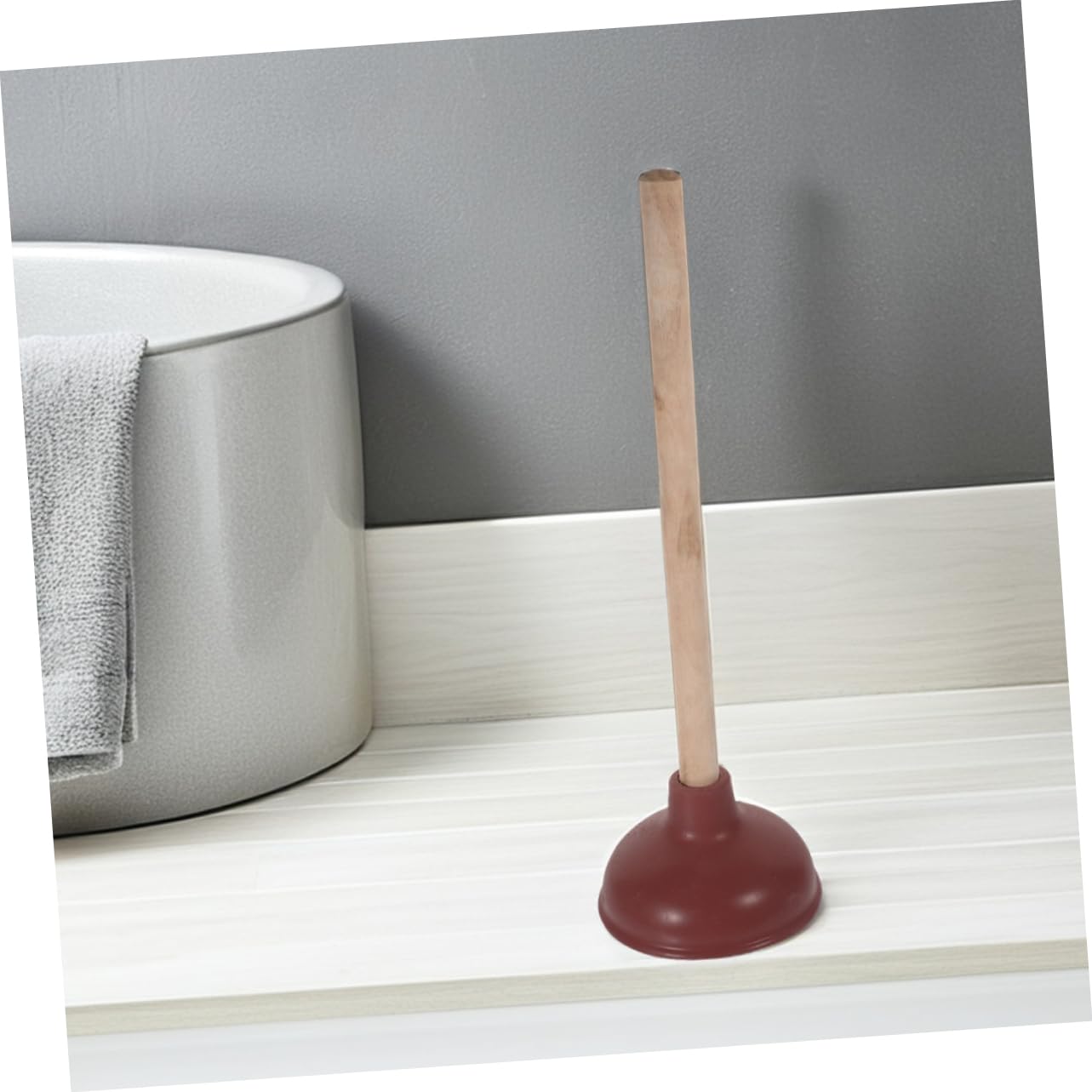 POPETPOP Sturalavandini per WC da Bagno, 4 Pezzi, Legno e Gomma | Rosso, Forte Aspirazione, Design Heavy Duty, per Wc e Scarichi, Uso Semplice