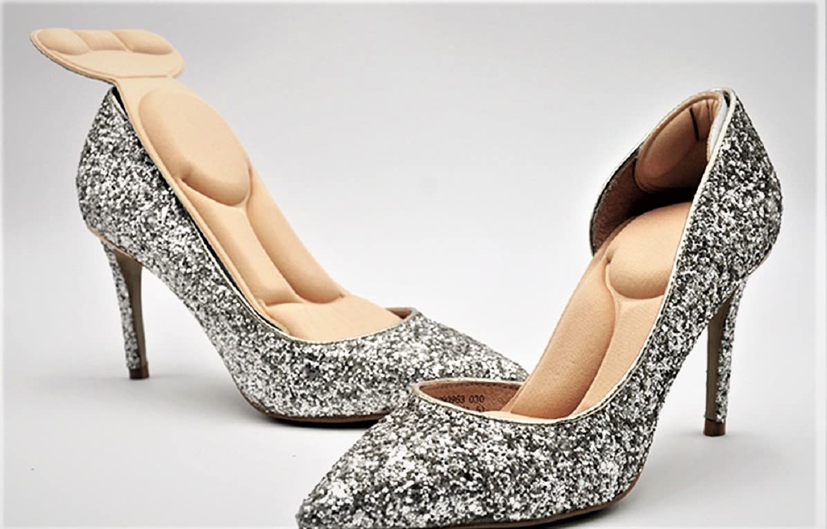 Plantillas Invisibles para Tacones Mujer Viscoelásticas con Protector de Talón, Autoadhesivas, Recortables, Antirozaduras, Antideslizantes, Alivio Metatarso para Zapatos y Sandalias, Beige