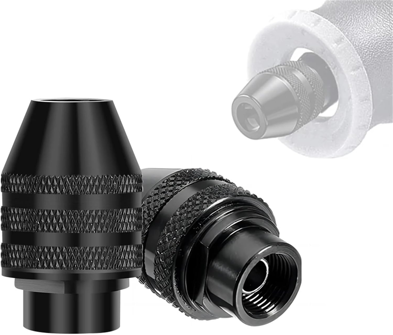 Multi Drill Chuck Keyless M7 M8 0.3-3.2mm Mini Keyless Drill Bit Chuck Adapter Rotary Tools Engraver Accessories(M8x0.75 Short)