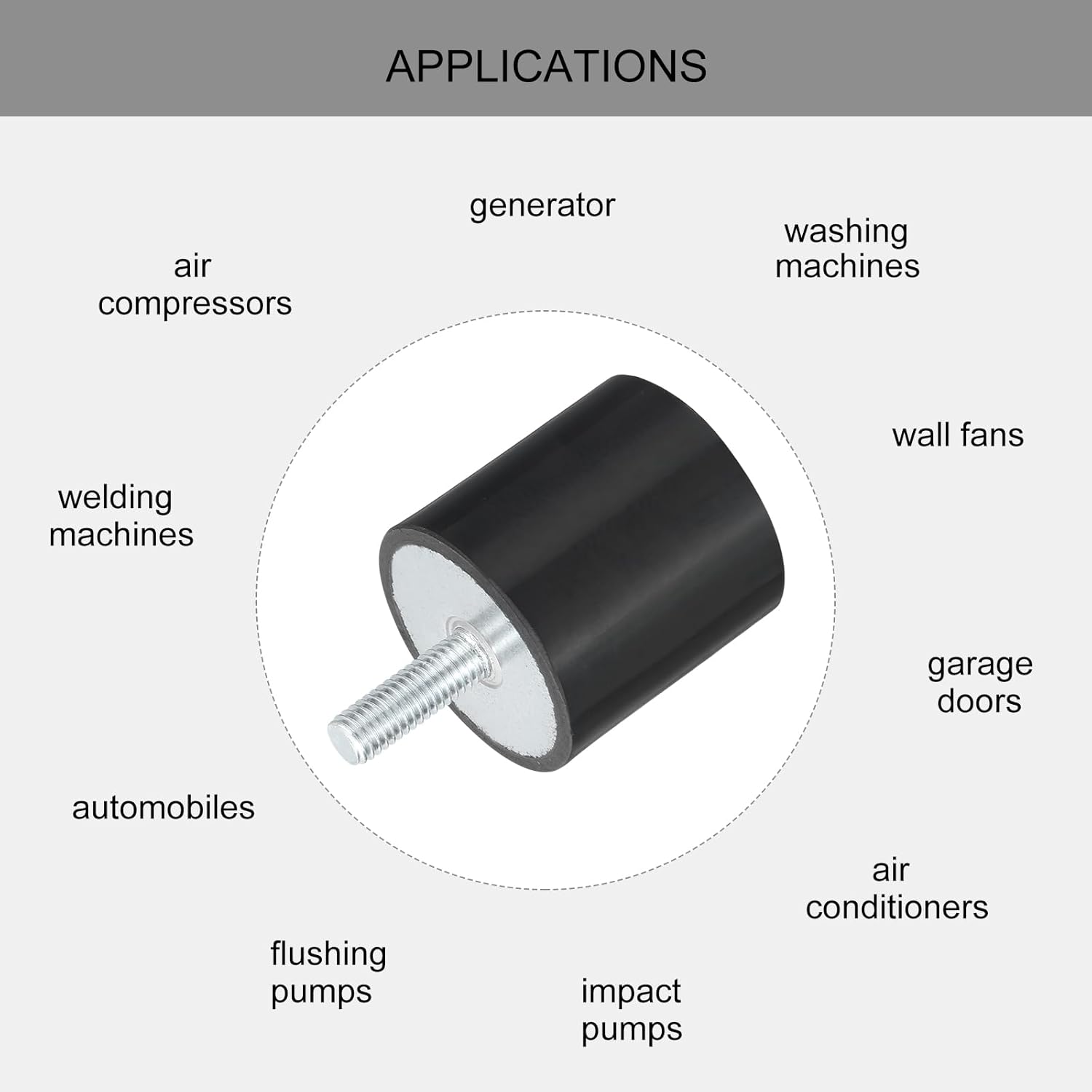 uxcell M8 Thread Rubber Mounts, Vibration Isolators, Cylindrical Shock Absorber with Studs 40 x 40mm 8pcs