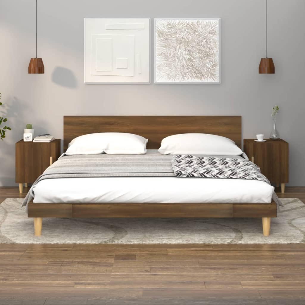 Genérico Mesitas de Noche 2 uds Madera contrachapada Color Roble marrón,Mesitas de noche-817314