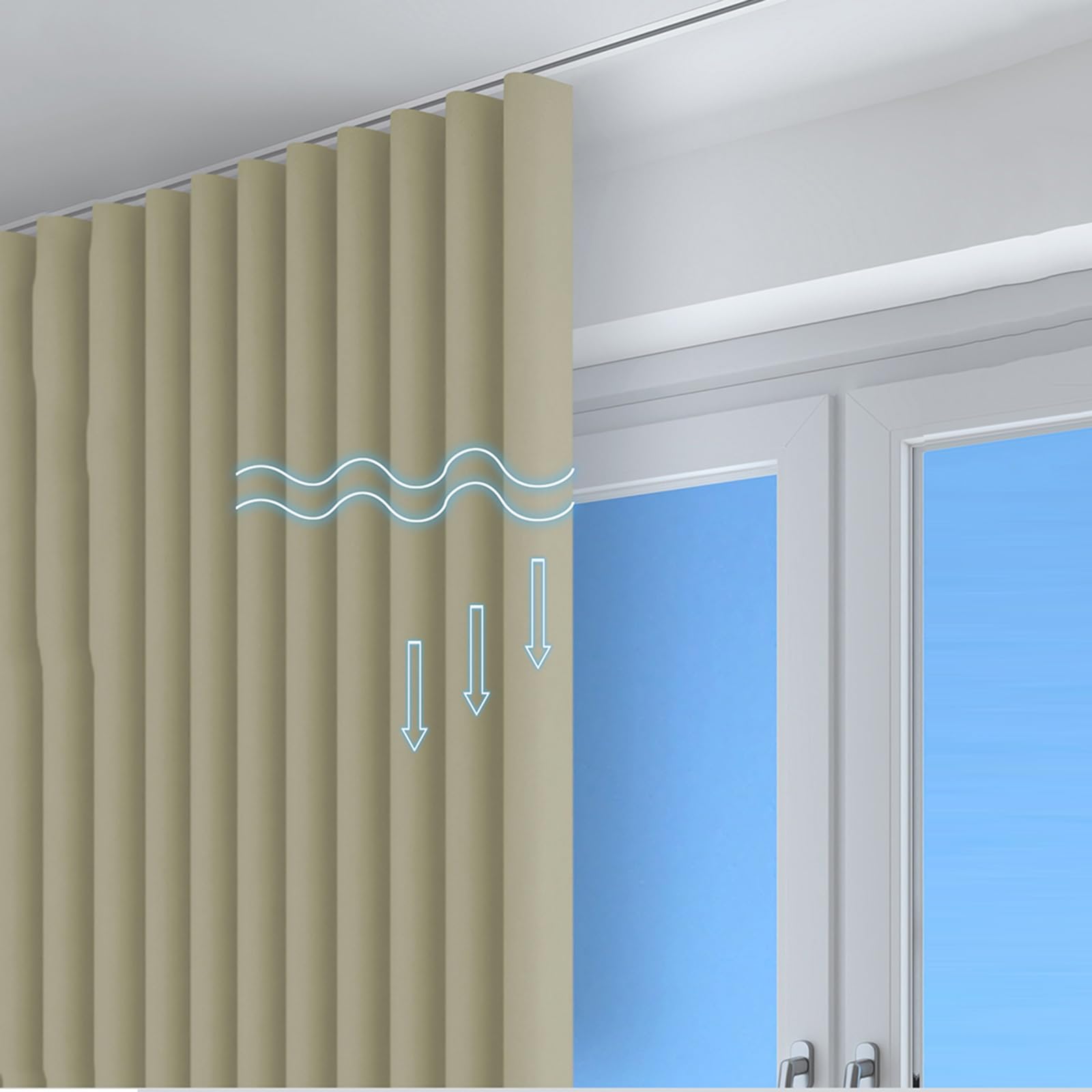 Système de Rail de Rideau en Aluminium à Pliage ondulé, Rail de Rideau encastré au Plafond en Forme de S, pour fenêtres, Chambre, Salon(Blanc,200cm/6.5ft(2 * 100cm))