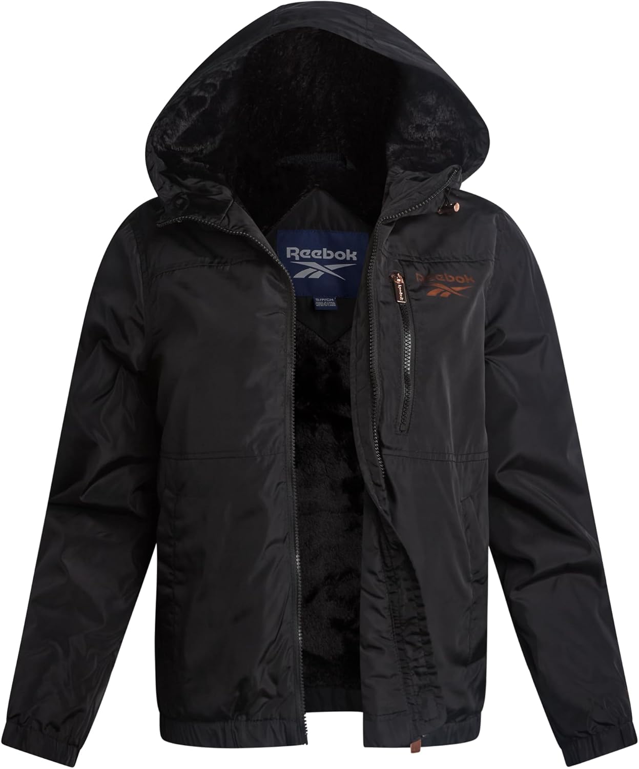Reebok Womens Windbreaker Jacket - Midweight Wind Water Resistant Faux Fur Lined Windbreaker Outdoor Womens Coats & Jackets