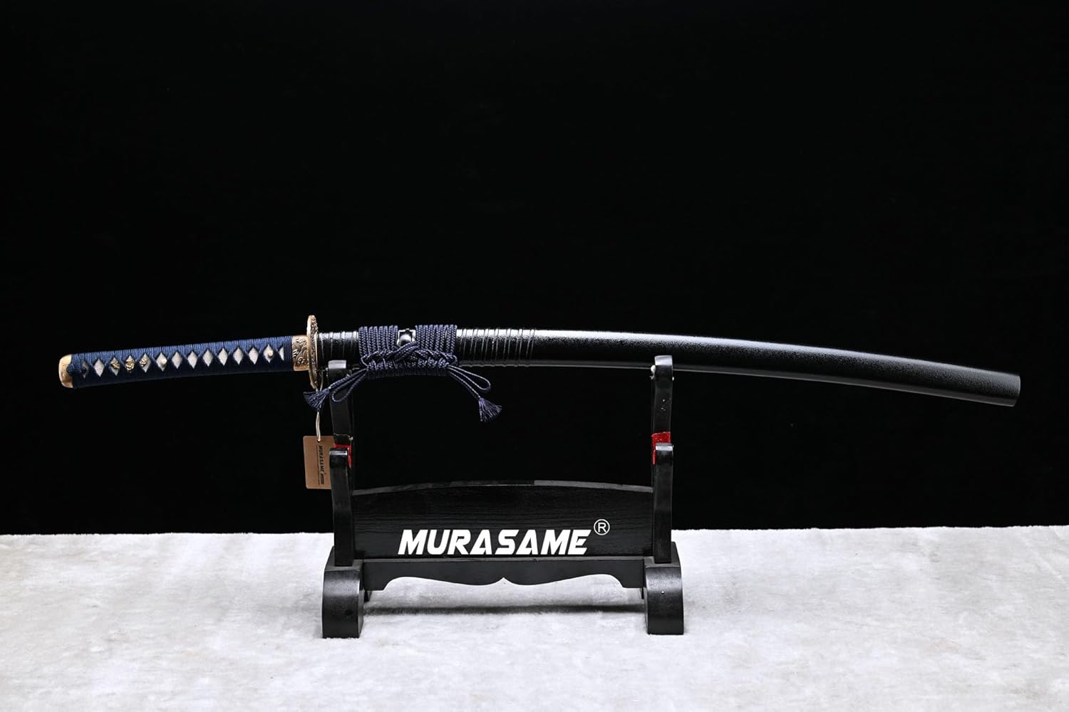 MURASAME 41" Katana Sword Clay Tempered Damascus Folded Steel Real Hamon Brass Tsuba Very Sharp