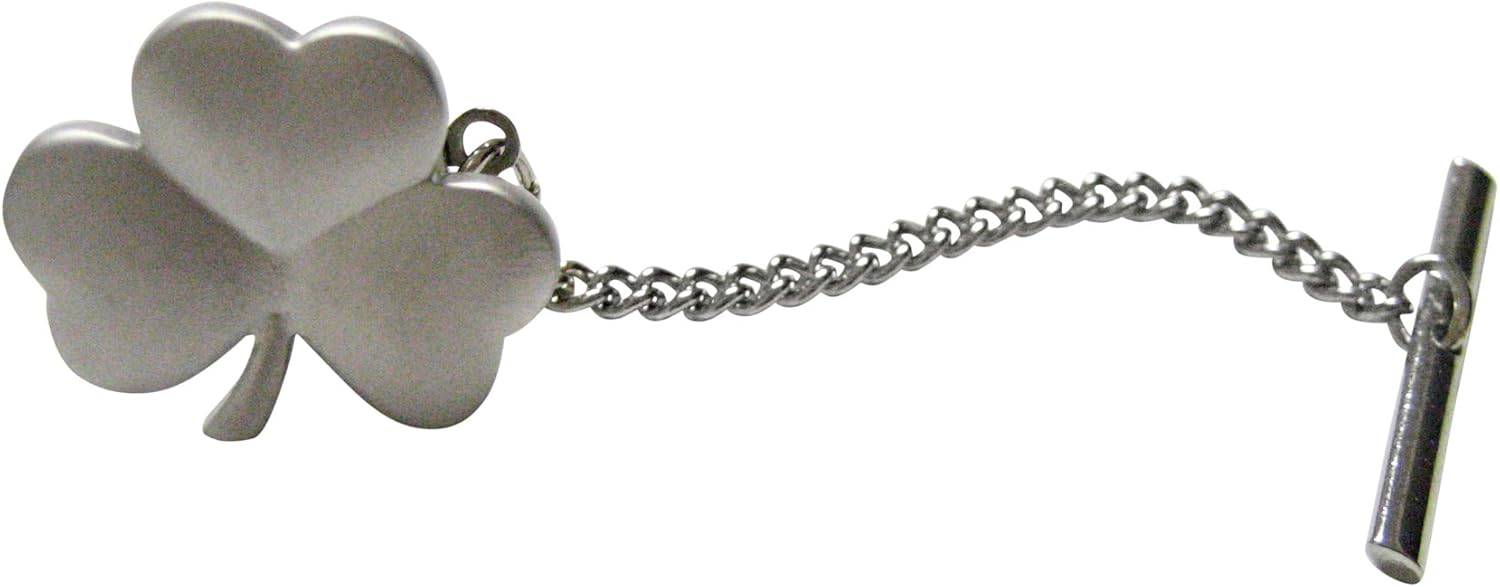Kiola Designs Silver Toned Shamrock Clover Pendant Tie Tack