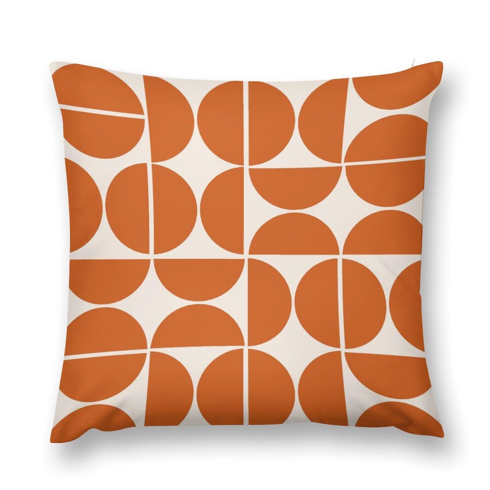 Orange Mid Century Throw Pillow Cover, Boho Modern Abstract Geometric Art Circles Circular Classic Minimalist Couch Sofa Pillowcases Cushion Case for Farmhouse Home Bed 18x18inch