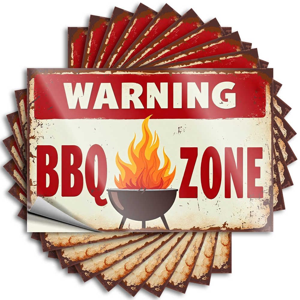Bumper Cool Bathroom Stuff Vinyl Sticker | BBQ Warning: Flaming Grill Ahead! Personalized for Gamer Use(8X12CM)