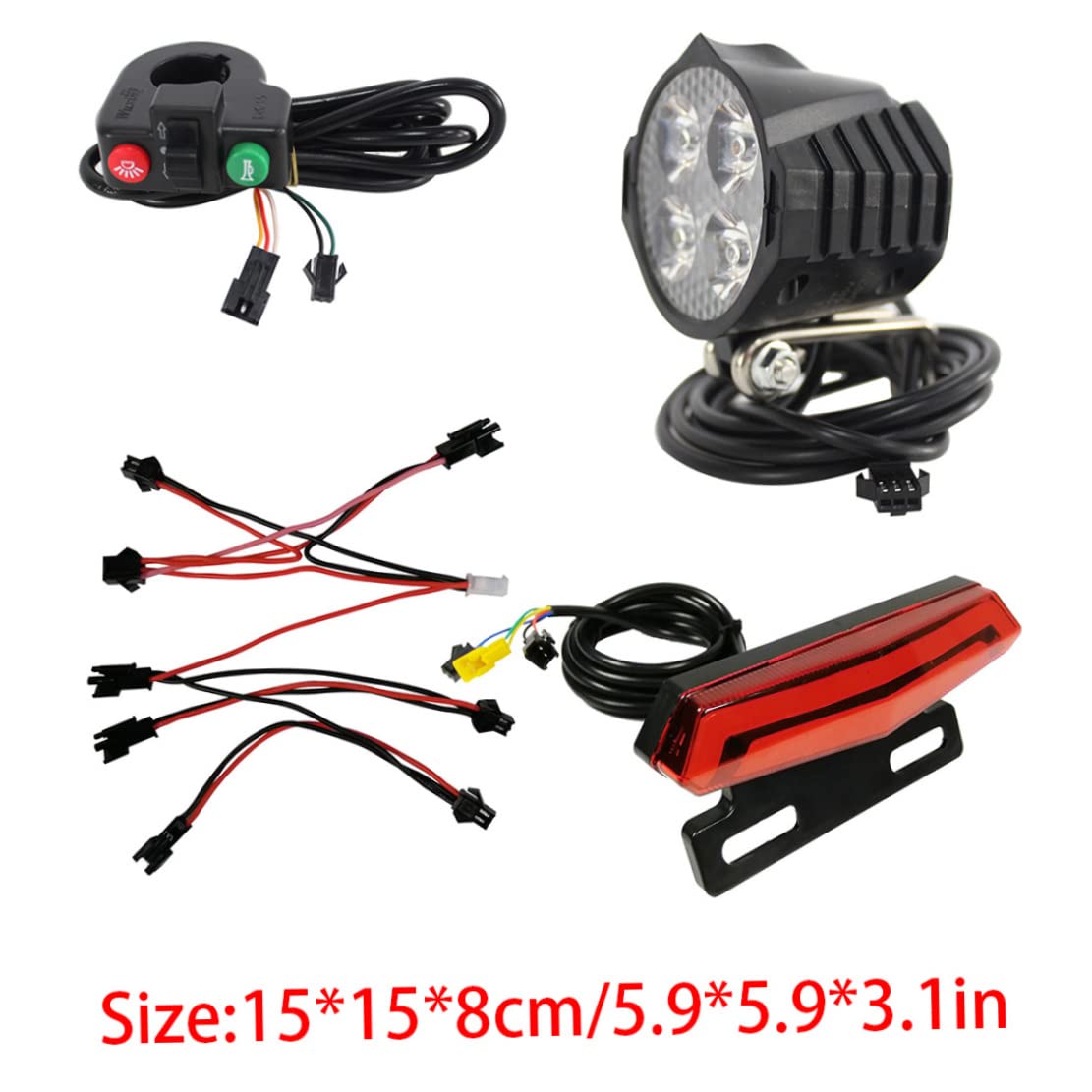Faro per bici elettrica Fanale posteriore Gruppo luci per bicicletta elettrica Luce anteriore Corno posteriore Set nero