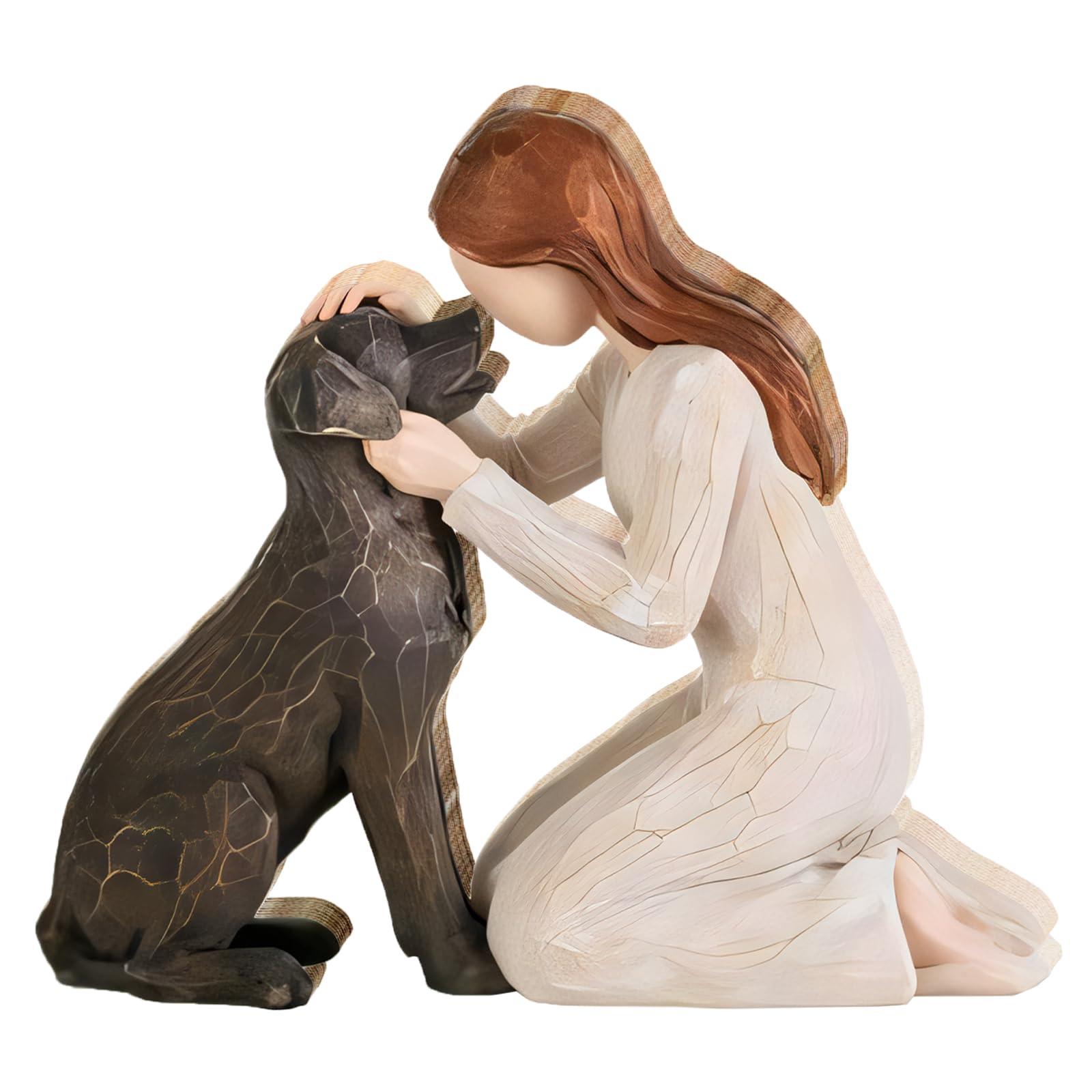 Angel Dog Figurines, Labrador Wooden Ornaments, Pet Memorial Plaque, Cute Animal Sculpture for Garden, Living Room, Bedroom & Desk Decor, Dog Memorial Gifts for Dogs Lovers