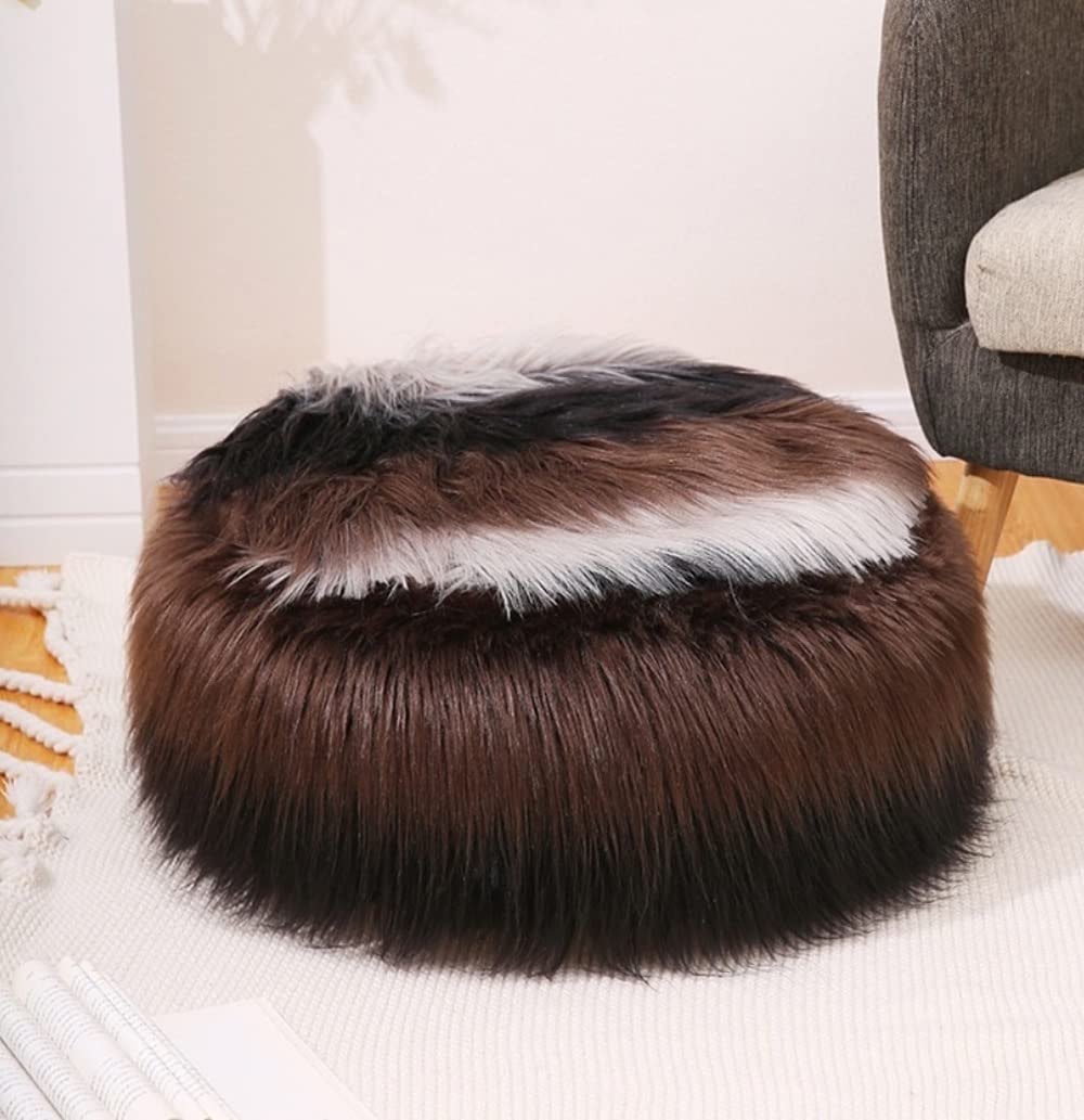 BOGDTF Faux Fur Pouf Cover Footrest, Fluffy Ottoman Foot Stool,No Stuffed Beanbag Chair Footstool Puff Floor Corner Seat For Living Room, Bedroom, Kids Room