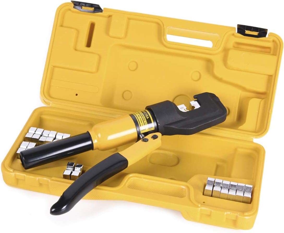 10 Tons Hydraulic Wire Battery Cable Lug Terminal Crimper Crimping Tool With 9 Pairs of Dies