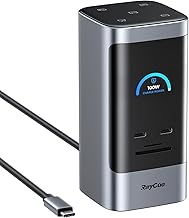 RayCue USB-C Docking Station 15-in-1 | Triple Display Support with 5 Shortcut Buttons | 8K HDMI and DP Output, 10Gbps High-Speed USB A/C, Gigabit Ethernet, 100W PD Charging, Audio Port | Compatible