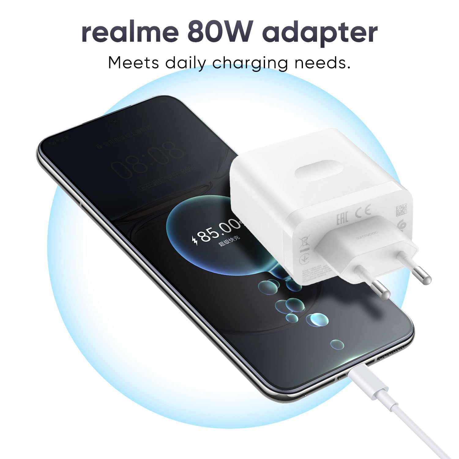 realme 80W SuperVOOC Caricatore USB-A, adattatore di ricarica rapida realme 80W SuperVOOC Caricatore USB-A, adattatore di ricarica rapida
