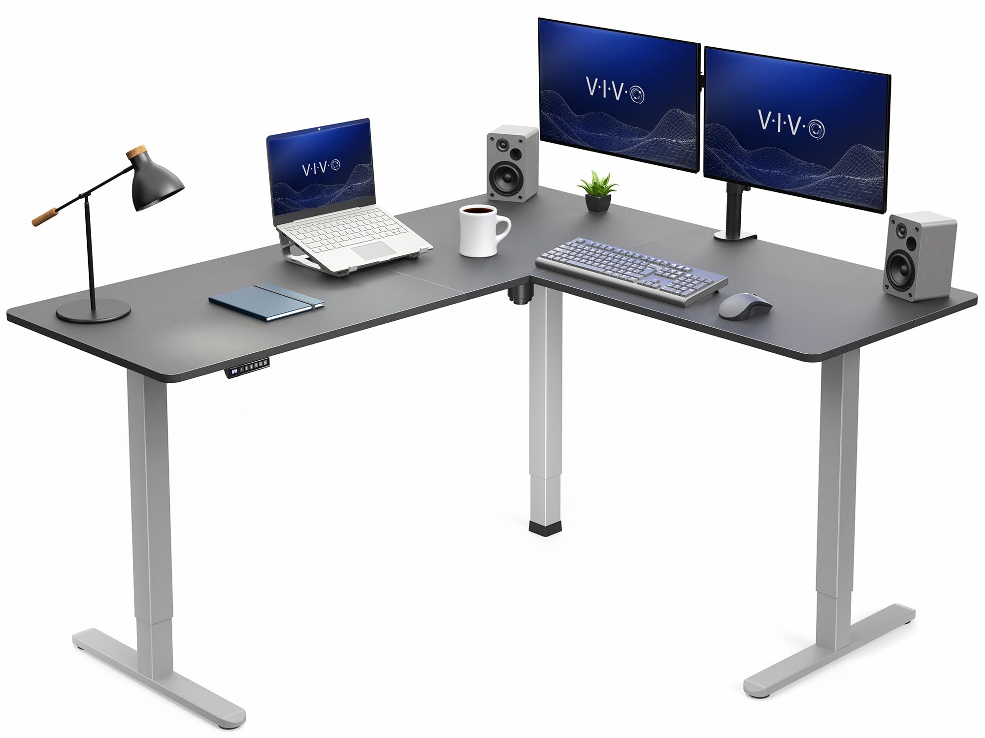 VIVO Black 63 x 55 in Corner Standing Desk, DESK-E3CTGB