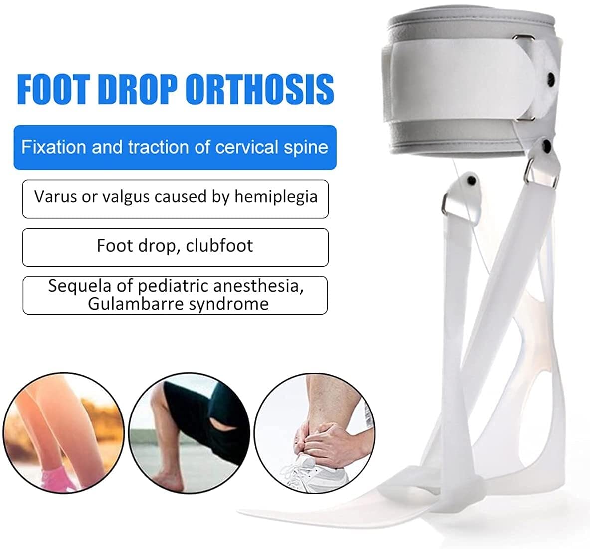 Ortesis para la Periostitis Tibial Ortesis para la caída del pie Ortesis para la caída del pie del lóbulo Posterior Ortesis de Tobillo Se Puede Ajustar para Corregir el varo del