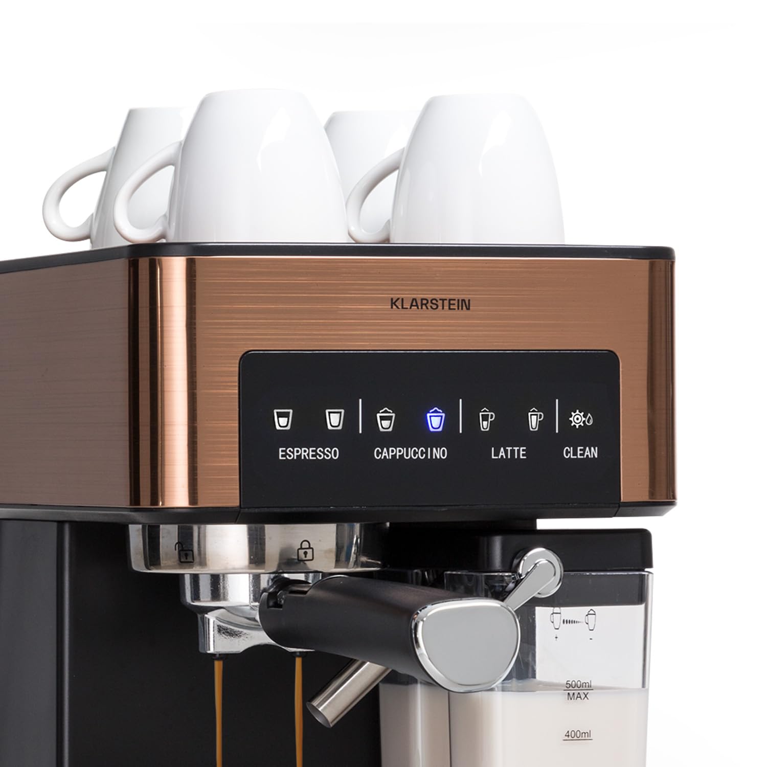 Ekspres kolbowy do espresso ze spieniaczem do mleka, Miniekspres do kawy 1,8 l z portafiltrem, Ekspres do kawy ze stali nierdzewnej z ciśnieniem 20 barów, 0,5-litrowy zbiornik na