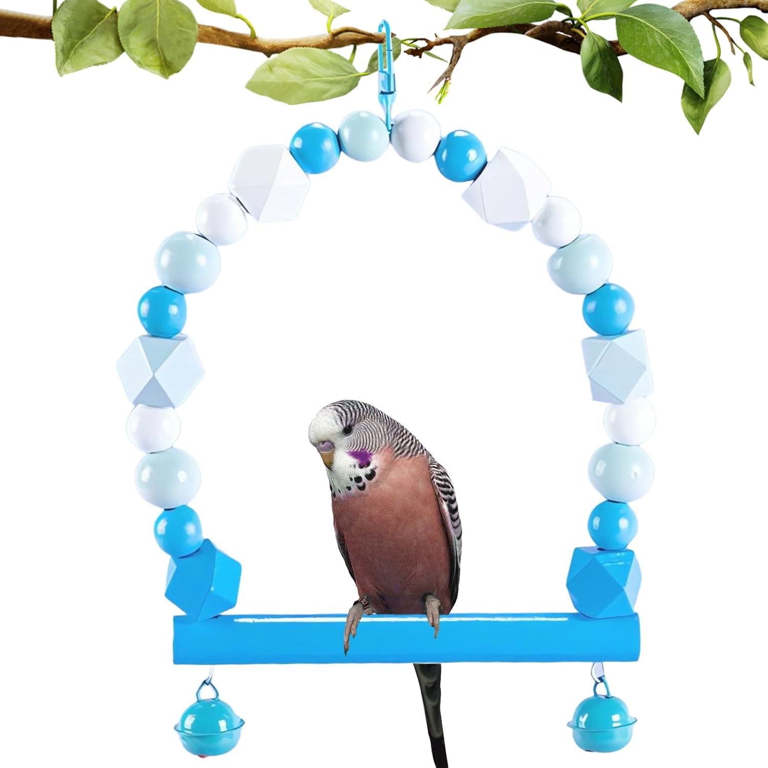 Wooden Bird Swing Perch Toys,Multi-color Parrot Swing Hanging Standing ...