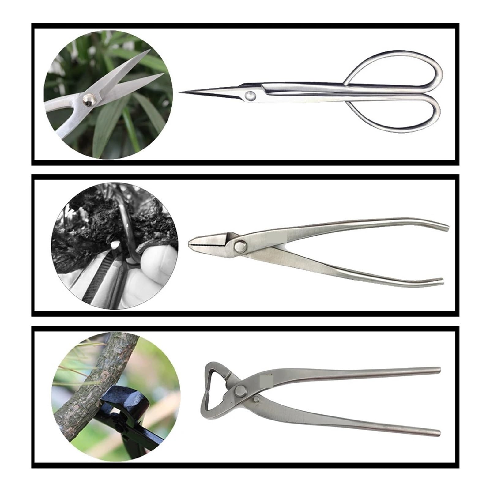 Zestaw Narzędzi Bonsai Nożyczki Ze Stali Nierdzewnej Gałka Cutter Jin Szczypce Rozdzielacz Bagażnika Przycinanie Ogrodu Narzędzia Do Stylizacji OszczęDza Energię I Czas(Set A)