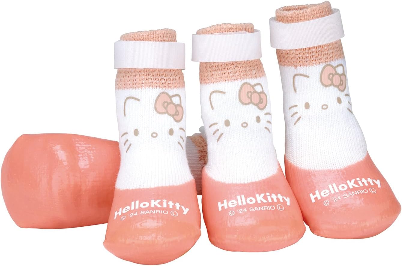 Skater PSHS2-A Pet Shoes, XS 4 Pieces, Dog Shoes, Outdoor, Fixed Belt Included, Sanrio Hello Kitty