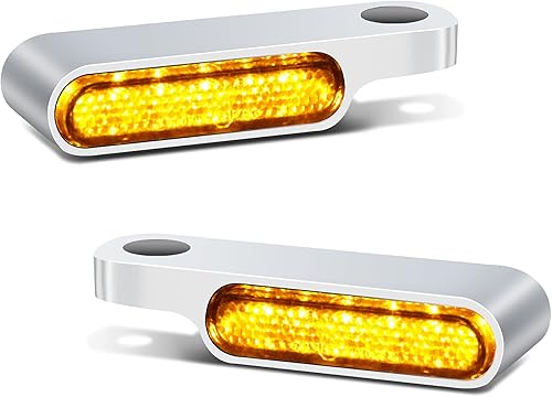 NTHREEAUTO Señales de giro LED para manillar, mini intermitentes de motocicleta, luz de marcador frontal compatible con Harley Sportster Dyna Honda