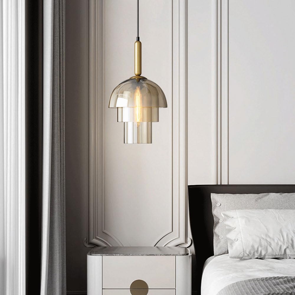 Lampadari in Stile Nordico, plafoniera a Sospensione, Paralume Creativo a Tre Strati in Vetro, Lampada a Testa Singola con Attacco E27, Illuminazione Decorativa per balconi di RIST