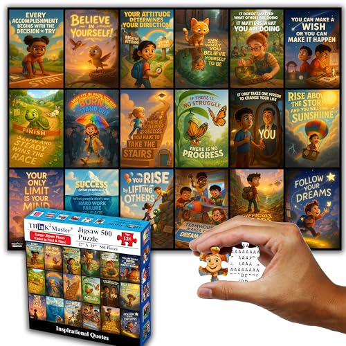 Think2Master Motivational & Inspirational Collage 500 Pieces Very Large Pieces Jigsaw Puzzle: 13+, Teens, Adults & Seniors. Fosters Growth Mindset - Vibrant Wall Art. Great Gift. Size: 26.8” X 18.9”
