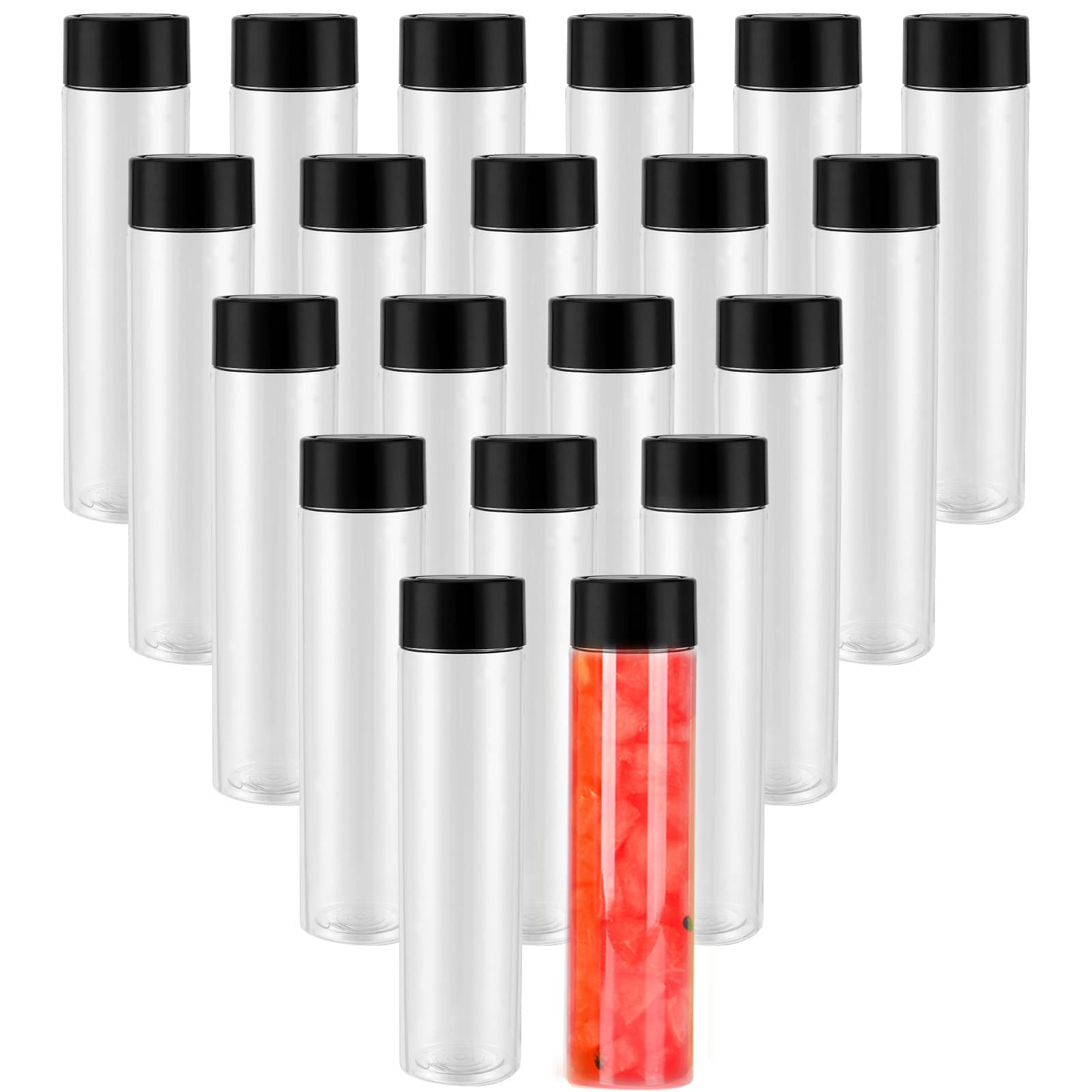 ZOENHOU Confezione da 20 bottiglie vuote in plastica trasparente da 350 ml, con coperchio nero, in PET, riutilizzabili, con chiusura sicura, ideali per bere, picnic, servire, conservare a casa