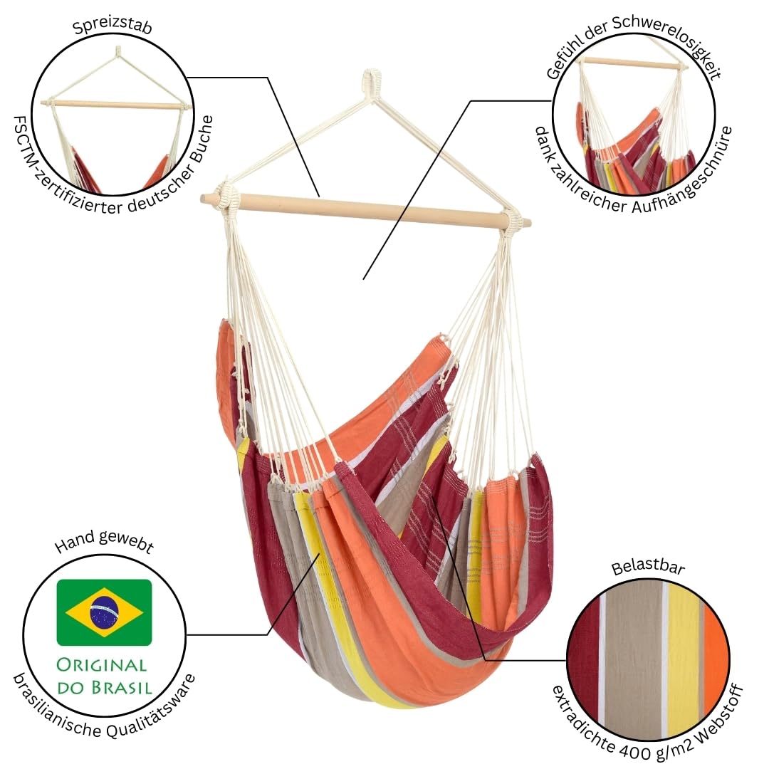 Amazonas Hammock AZ-2030150 Brasil Poltrona Sospesa Acerola, Arancione, 130x110x160 cm