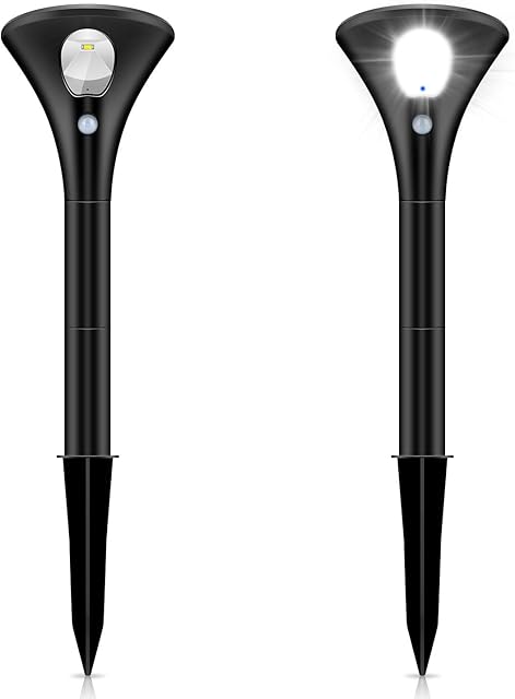 Leolee Solar Lights Outdoor, Solar Garden Lights Ultra Powerful Waterproof IP65 Adjustable Height Solar Spotlight with Security PIR Motion Sensor for Patio,Door, Yard, Path(2 Pack)