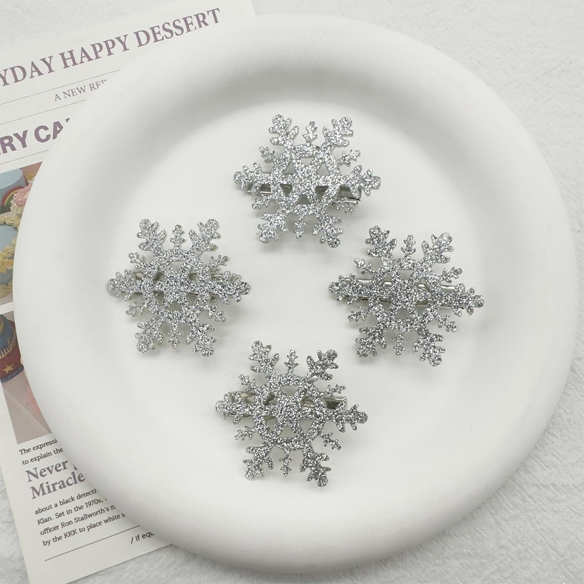 20Pcs Sparkly Snowflake Hair Clip Christmas Silver Snowflake Hair Barrettes Alligator Clips Shinny Princess Hairpins Hair Accessories for Women Winter Xmas Holiday Hair Decoration - Image 6