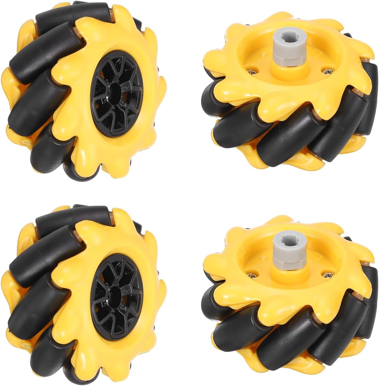 MECCANIXITY 4Pack Mecanum Wheels Set, 48mm / 1.89 ABS Rubber left and right Omnidirectional Wheels for Smart Robot Car Parts DIY Models Accessories, Yellow