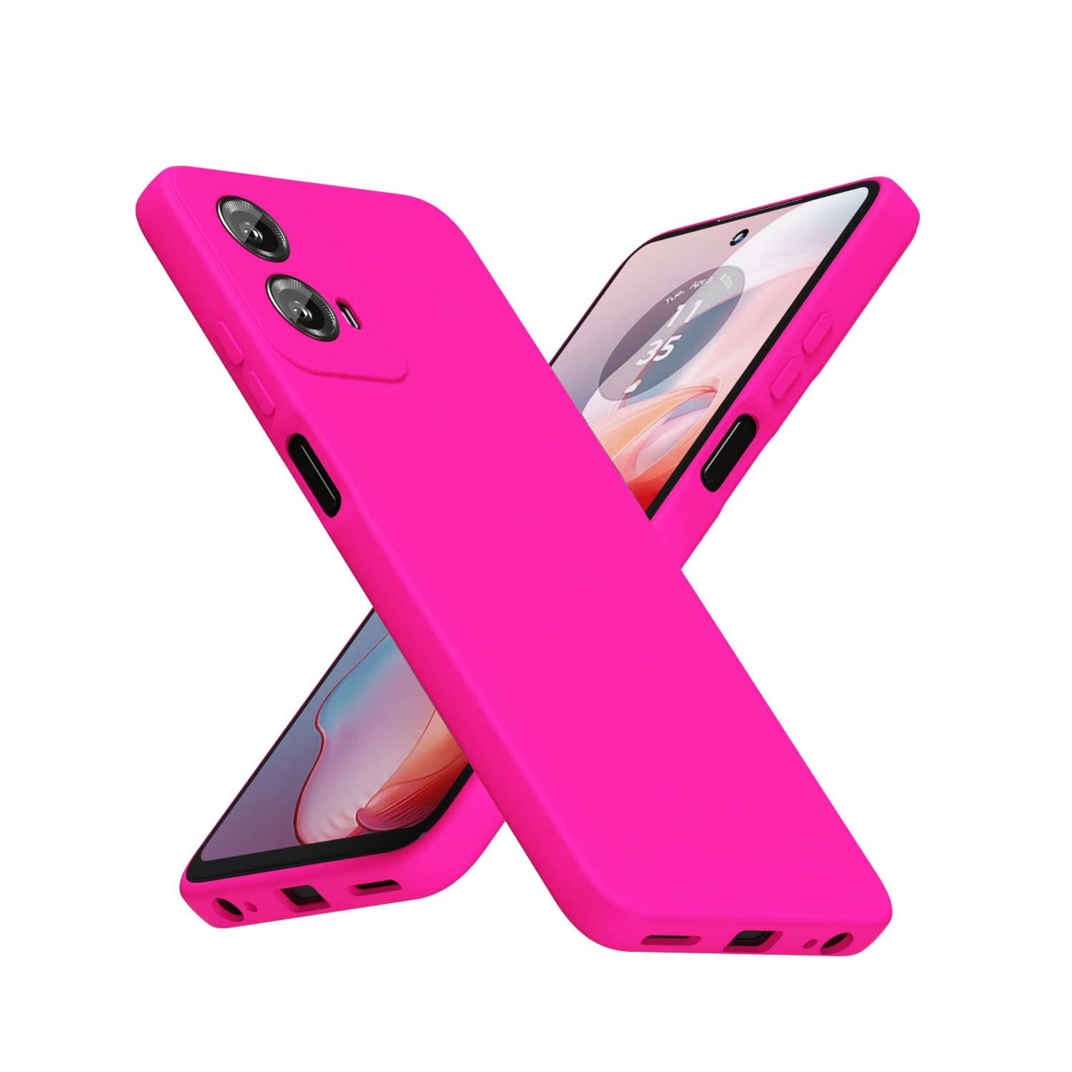 LoeoeL for Motorola Moto G Power 5G 2024 Phone Case Silicone, Neon Hot Pink Bright Color Matte TPU, Minimalist Ultra Thin Slim Soft Rubber Gel Girly
