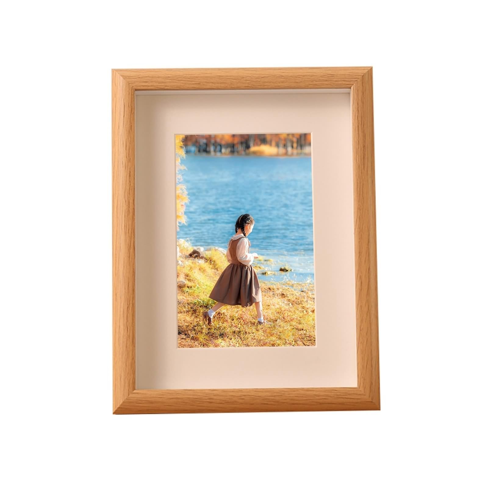 Fotorahmen 20x20, Photo Frame Engagement Walnuss Quadrat für Tischaufsteller aus Glas für Mutter Freundin Geschenk