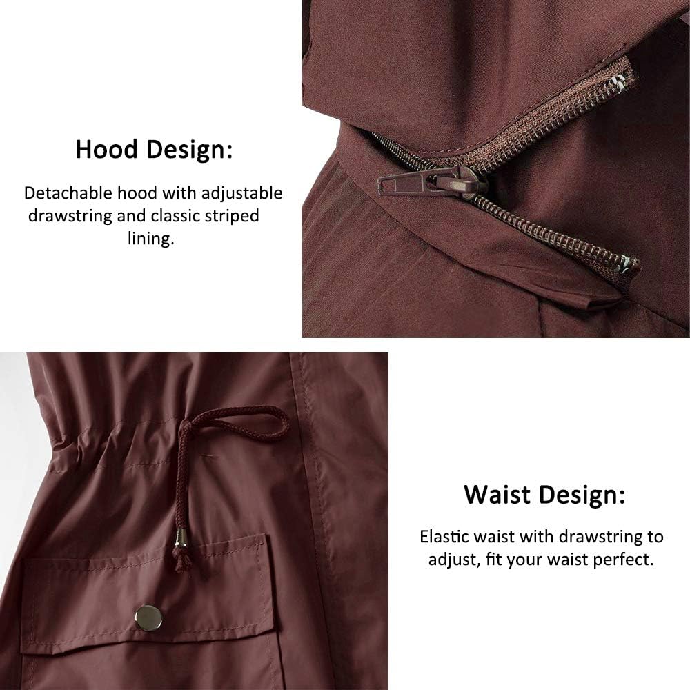 BBX Lephsnt Rain Coats for Women Lightweight Rain Jacket Active Outdoor Trench Coat S-2XL