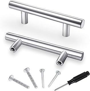 Voolan 20 Pack Cabinet Handles - 6" Brushed Nickel Cabinet Pulls - 3.8" Hole Center - Stainless Steel Kitchen Cabinet Draw...